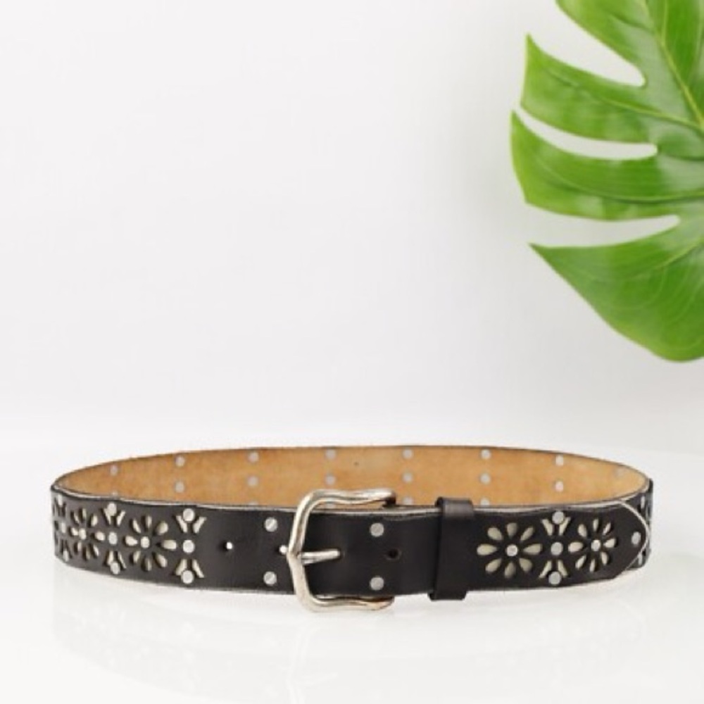 Lucky Brand Black Floral Cutout Belt